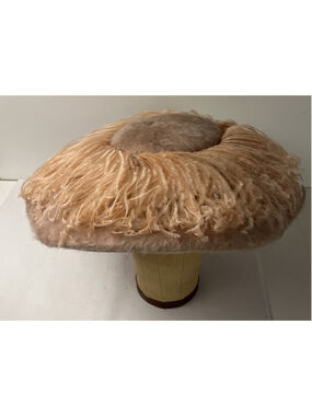 Vintage 1960 Henry Margu Blush Pink Ostrich Feather Fur Felt Halo Hat Size 6 3/4